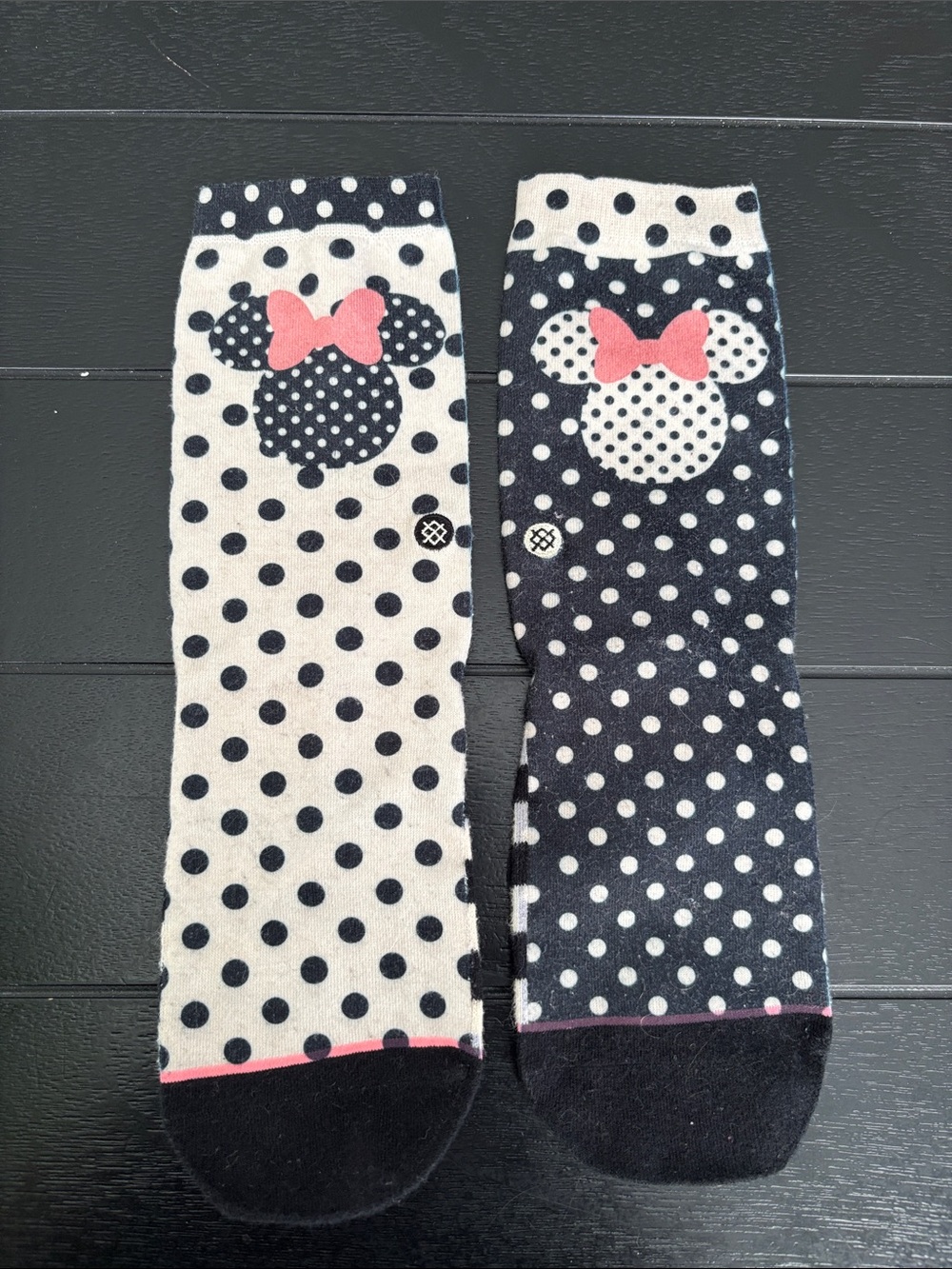 Stance Kids Minnie Polka Dot Knee Socks in Black, White & Pink
